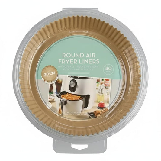 Round brown paper air fryer liner with ribbed edge, 8-inch size