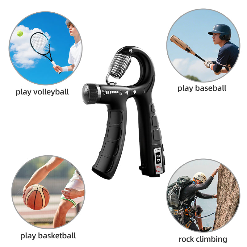 Black adjustable hand grip strengthener with coiled spring handle