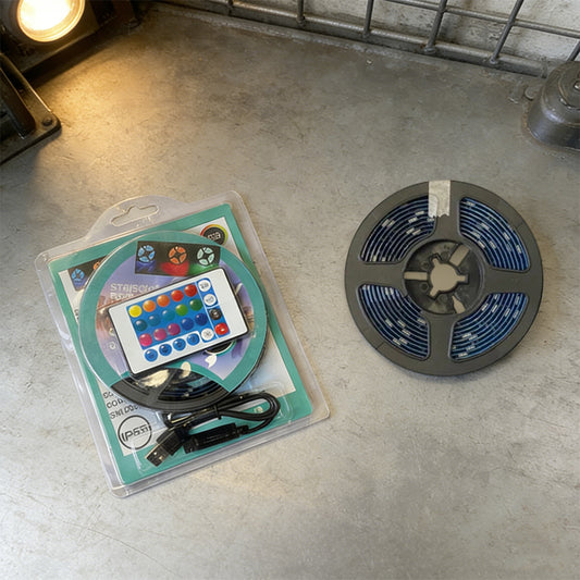 RGB LED strip kit with remote controller and adhesive LED strip spool