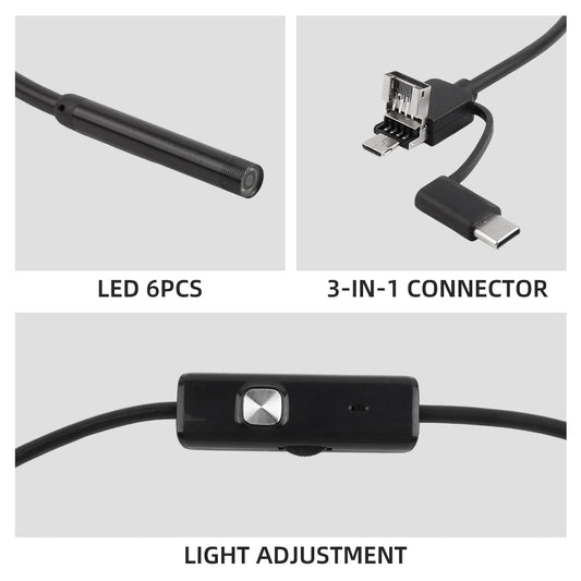 Endoscope camera cable with LED lights and adjustable light controller