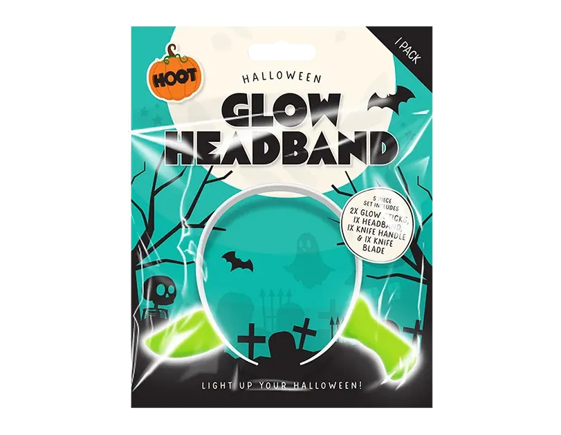 Glow headband kit package with bat icons and Halloween glow accessories (1 pack)