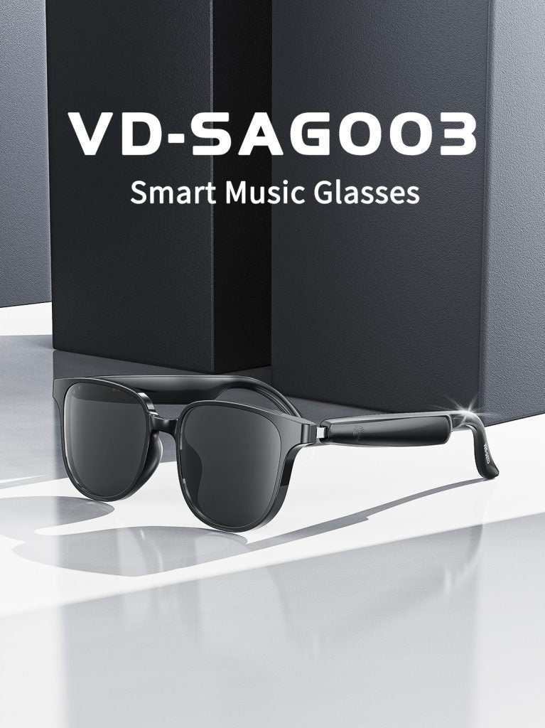 Black aviator Bluetooth audio sunglasses with low-profile open-ear ear pieces