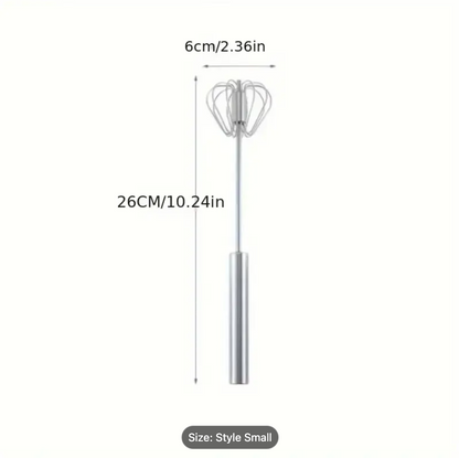 Stainless steel hand whisk size diagram: 26cm length, 6cm wire head, small style