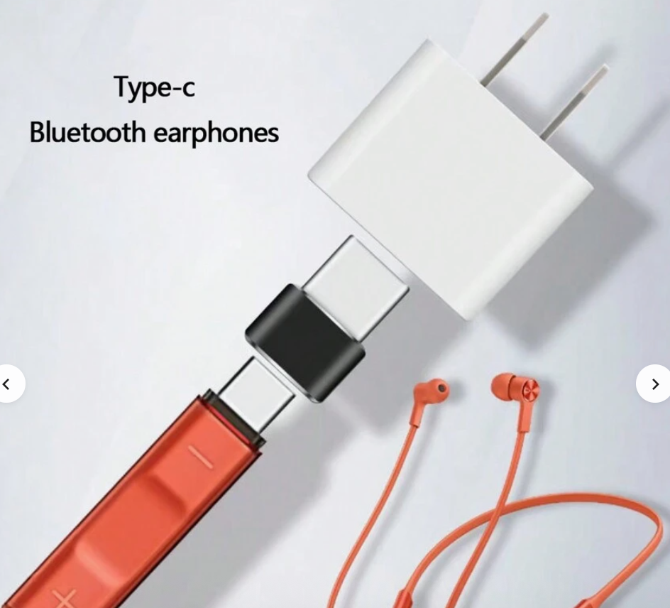 USB-A to Type-C adapter with white USB-A plug and black Type-C end, orange cable