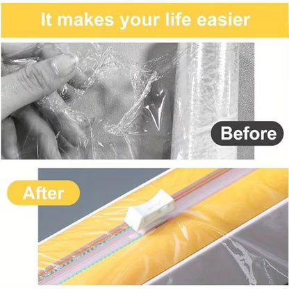 Refillable kitchen wrap dispenser shown cutting film with side cutter