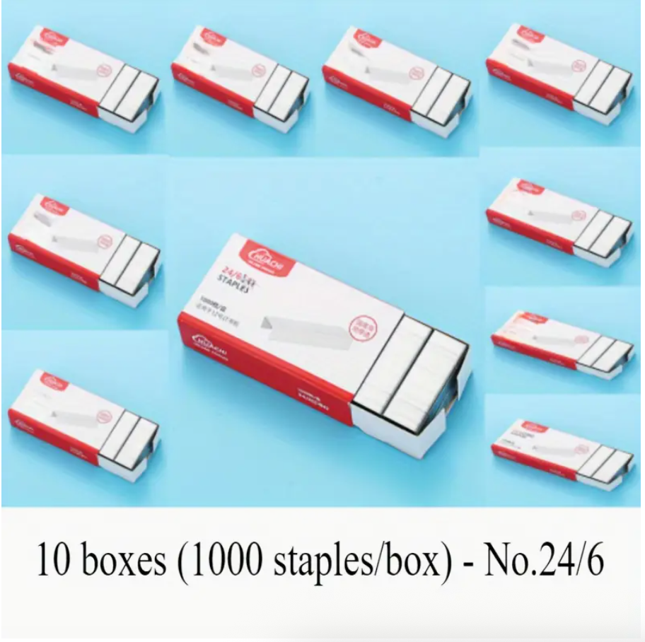 Ten boxes of No. 24/6 staples