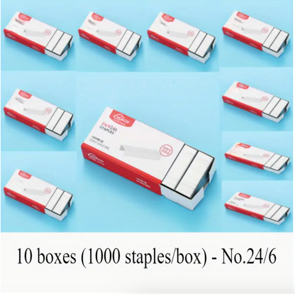 Ten boxes of No. 24/6 staples
