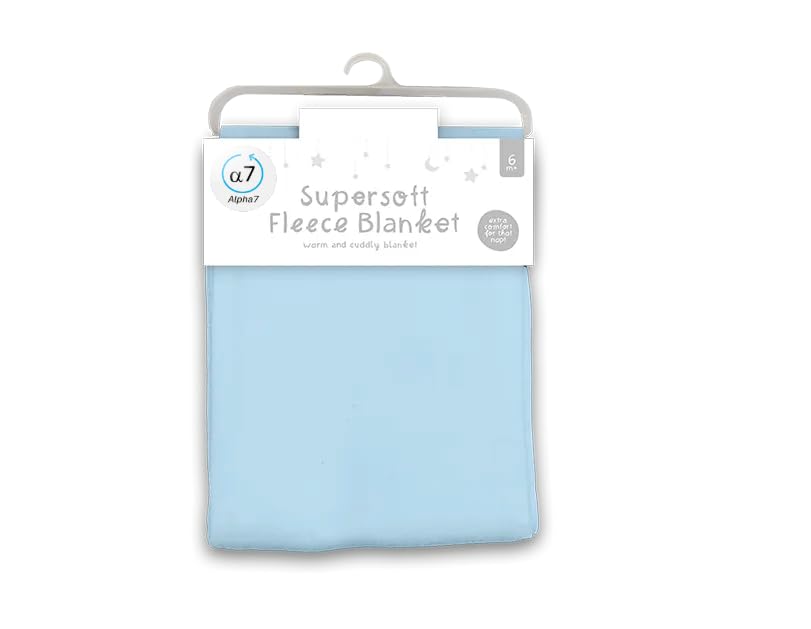 Baby fleece blanket, light blue in retail package