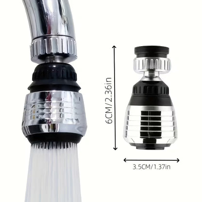 Chrome faucet aerator nozzle, black collar, and clear water outlet stream