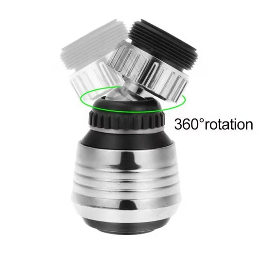 360° swivel faucet aerator with chrome head and black rotating base