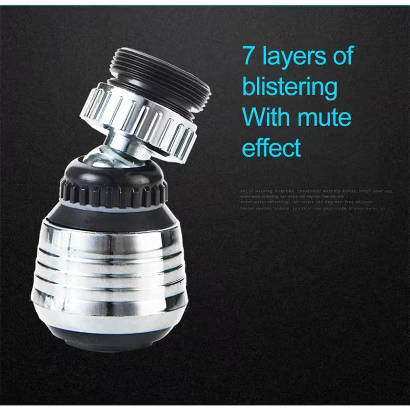 Chrome-and-black aerator nozzle with ribbed head for reduced splash