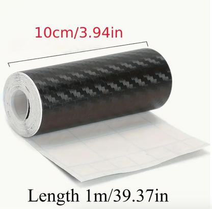 Roll of dark carbon fiber protection film with grid backing, labeled 10cm width