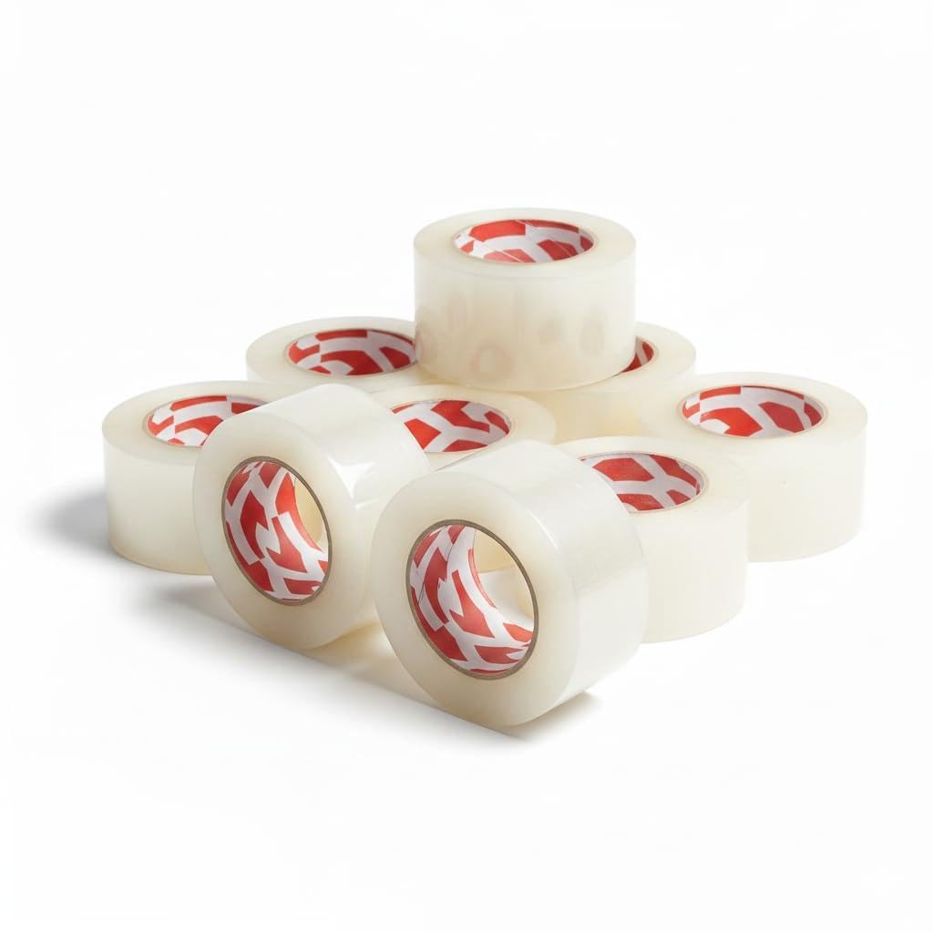 Clear parcel tape rolls, wide adhesive packaging tape in 8-pack set