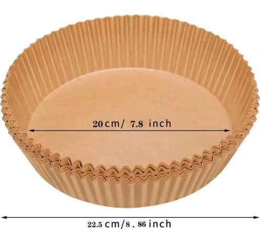 Round brown air fryer liner, ribbed sides, 20 cm (7.8 in)