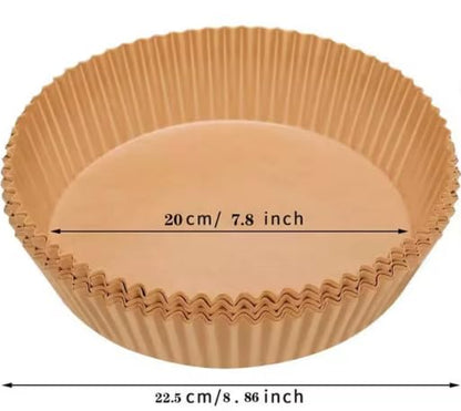 Round brown air fryer liner, ribbed sides, 20 cm (7.8 in)