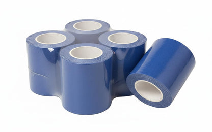 Blue kinesiology tape roll set with five rolls and one loose roll