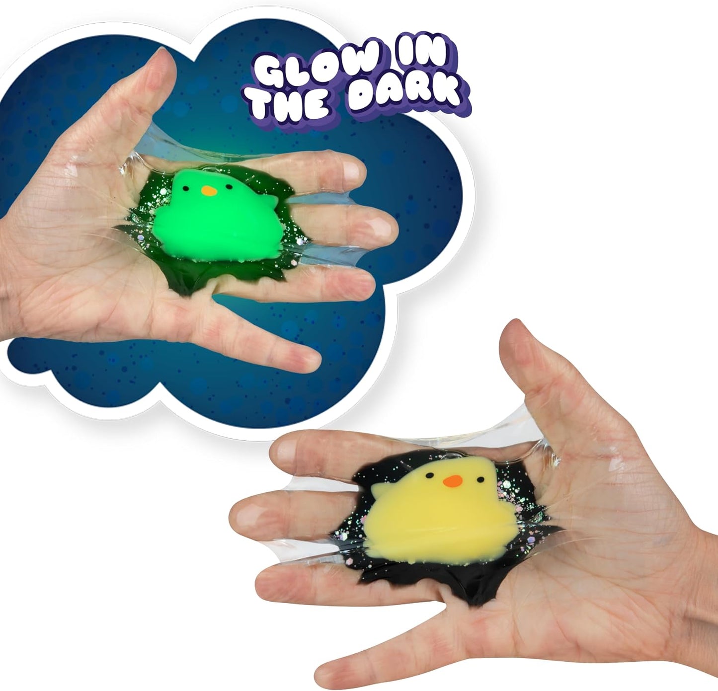 ORB Tabalicious TABA  Squishy Glow in the Dark Yellow Chick Stress Cube Toy