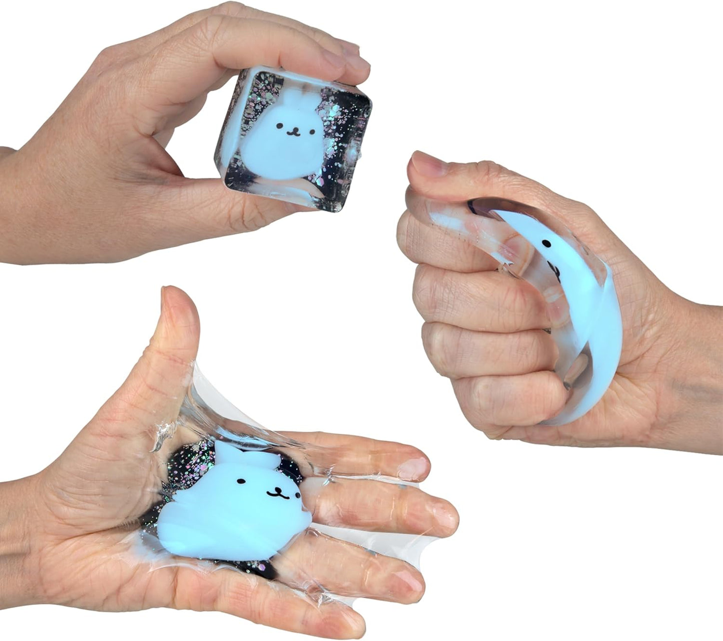 ORB Tabalicious TABA Squishy Glow in the Dark Blue Bunny Stress Cube Toy