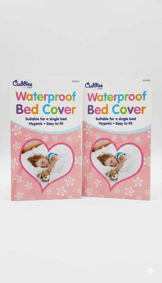 Waterproof single bed cover packaging, pink floral design