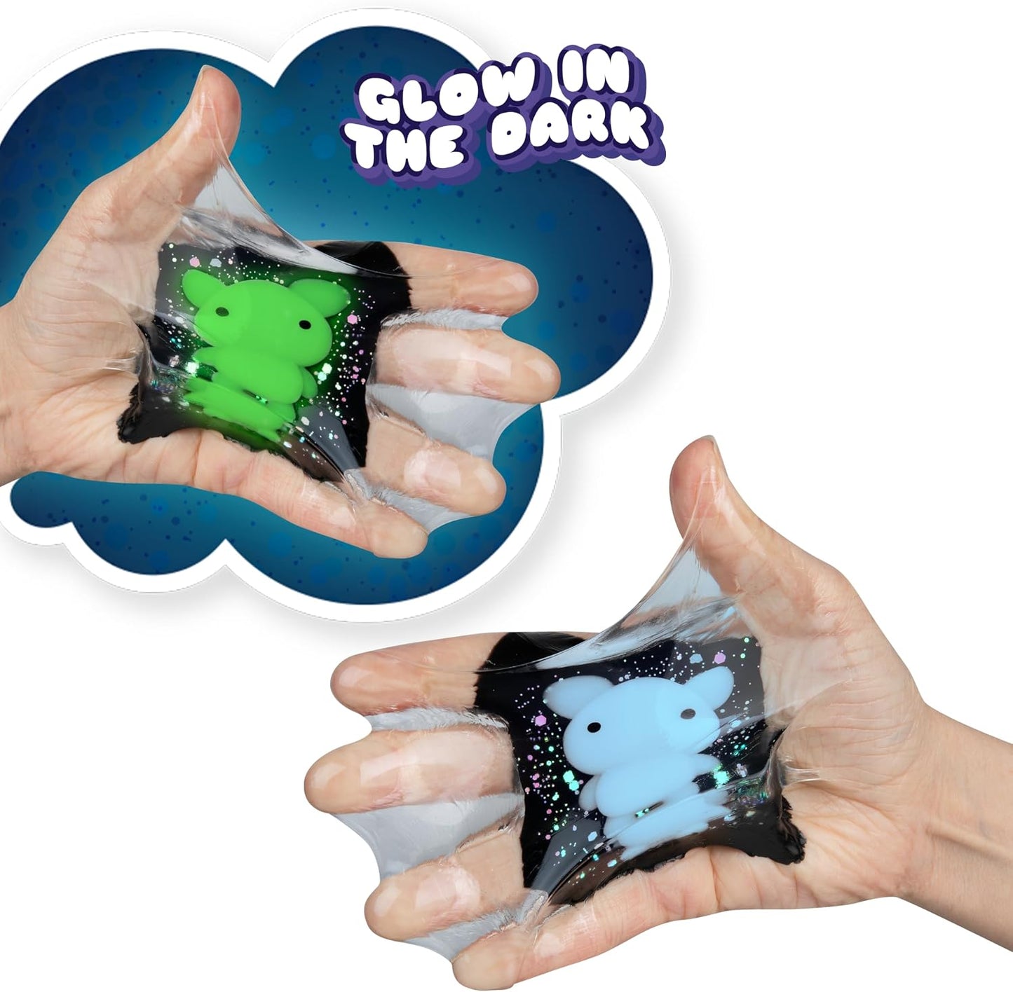 ORB Tabalicious TABA Squishy Glow in The Dark Blue Bear Stress Cube Toy