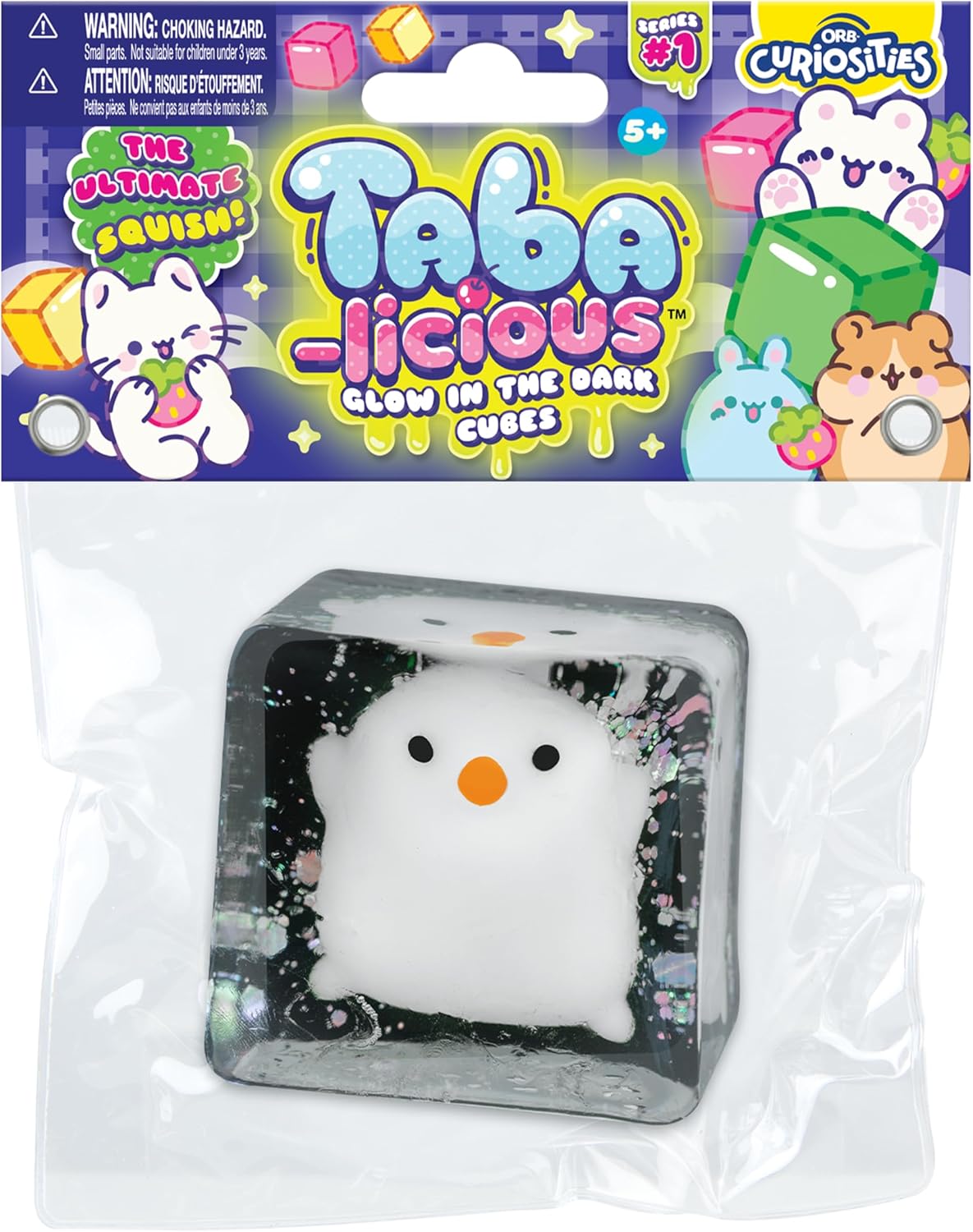 ORB Tabalicious TABA Squishy Glow in The Dark White Chick Stress Cube Toy