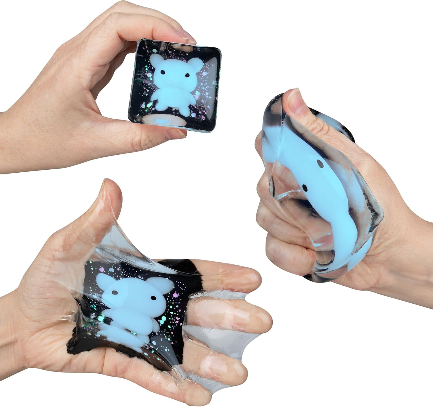 ORB Tabalicious TABA Squishy Glow in The Dark Blue Bear Stress Cube Toy