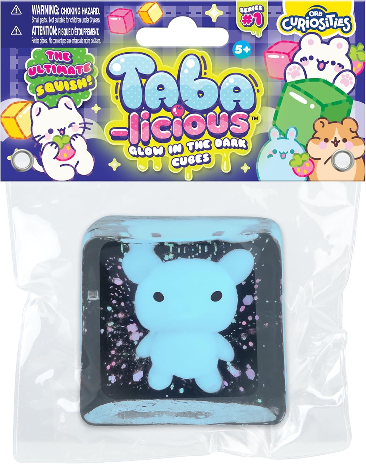ORB Tabalicious TABA Squishy Glow in The Dark Blue Bear Stress Cube Toy