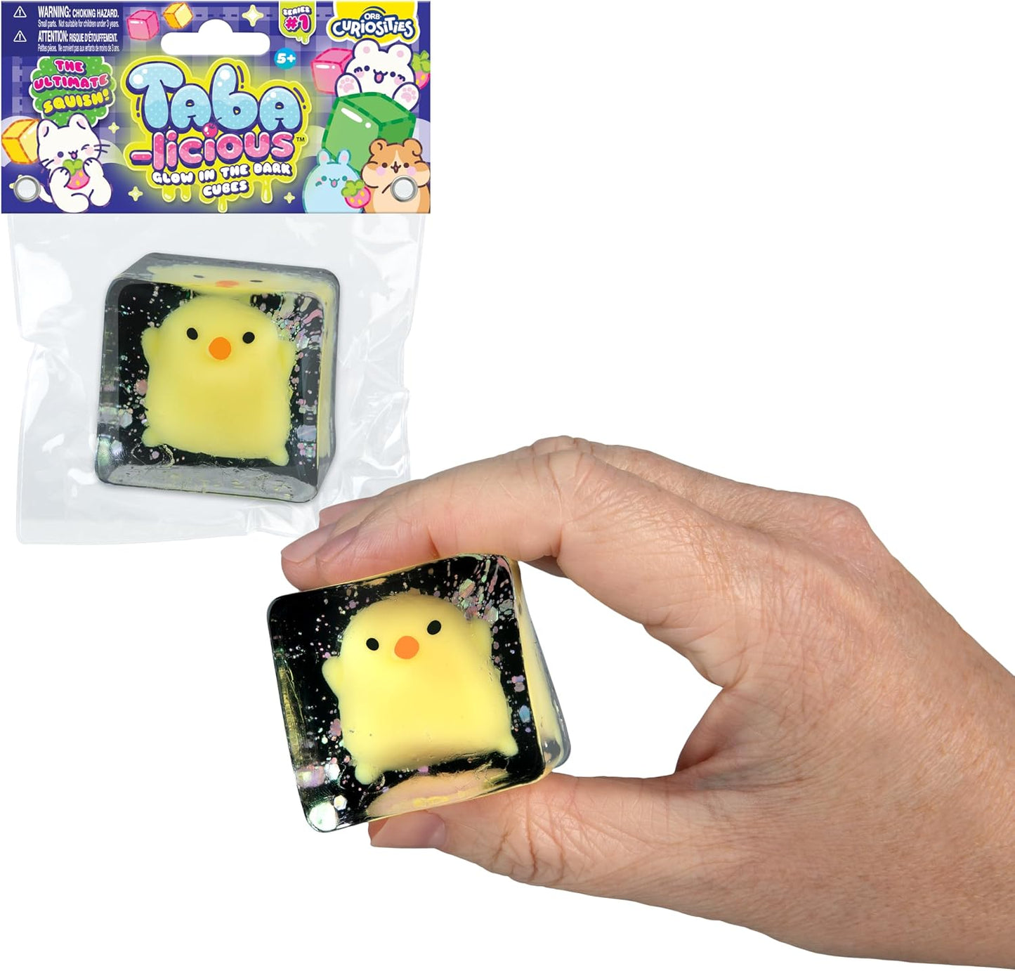 ORB Tabalicious TABA  Squishy Glow in the Dark Yellow Chick Stress Cube Toy