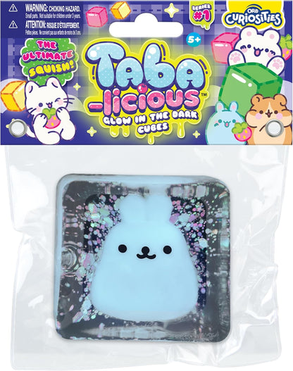 ORB Tabalicious TABA Squishy Glow in the Dark Blue Bunny Stress Cube Toy