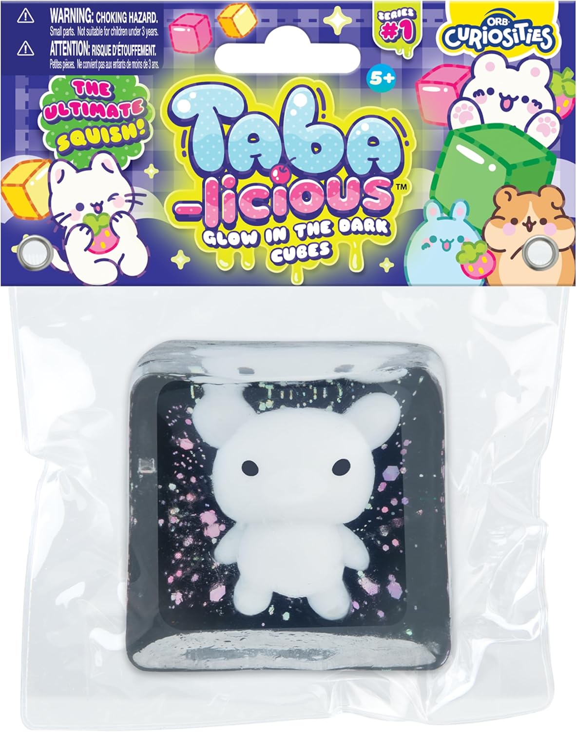 ORB Tabalicious TABA Squishy Glow in The Dark White Bear Stress Cube Toy