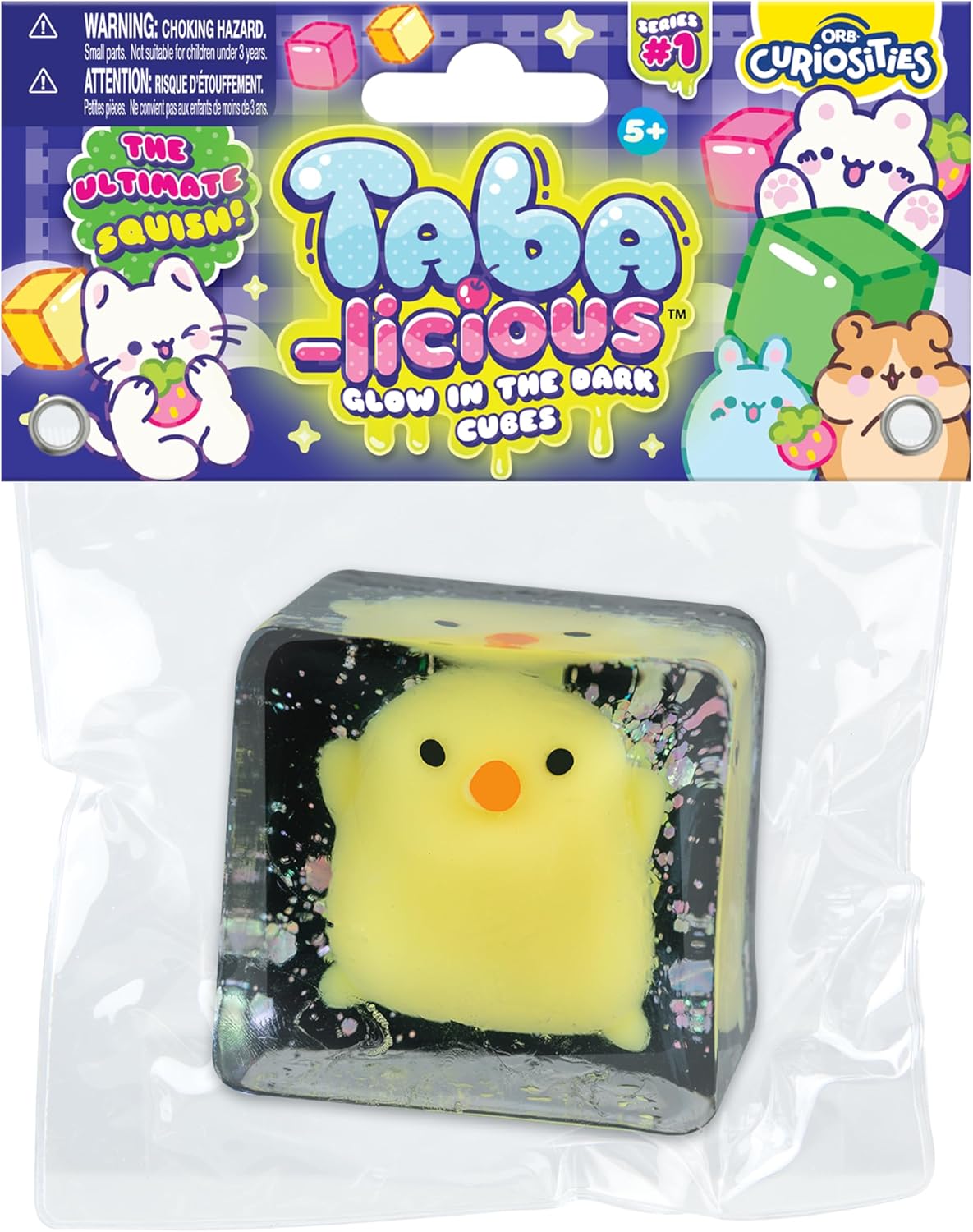ORB Tabalicious TABA  Squishy Glow in the Dark Yellow Chick Stress Cube Toy