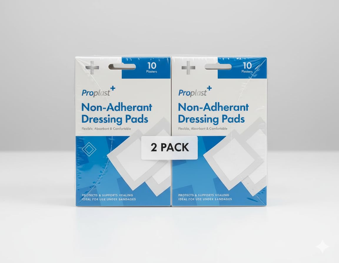 Dressing pads 2-pack boxes, blue and white with pad shapes