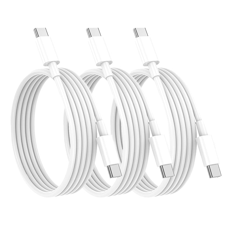 USB-C to USB-C cable set of three, white cables with Type-C connector ends