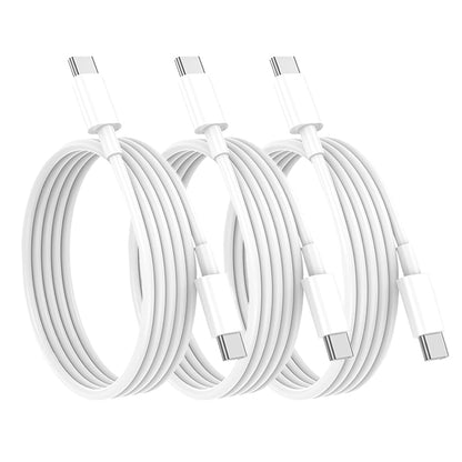 USB-C to USB-C cable set of three, white cables with Type-C connector ends