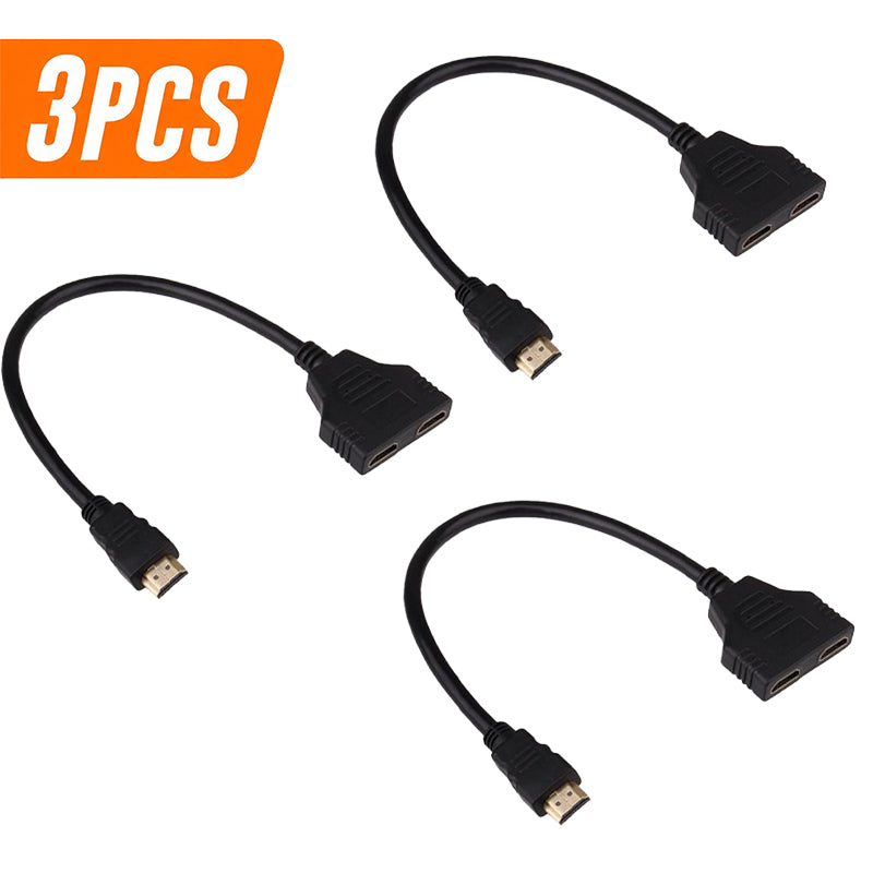 3-pack HDMI splitter cables with male-to-dual HDMI female connectors