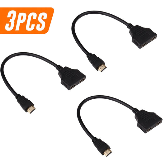 3-pack HDMI splitter cables with male-to-dual HDMI female connectors