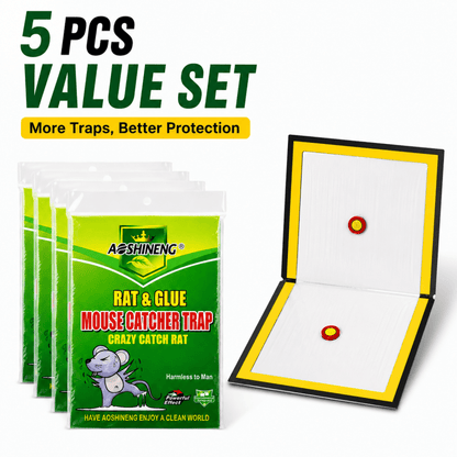 5 pcs value set of rat and mouse glue catcher traps, open board and packs