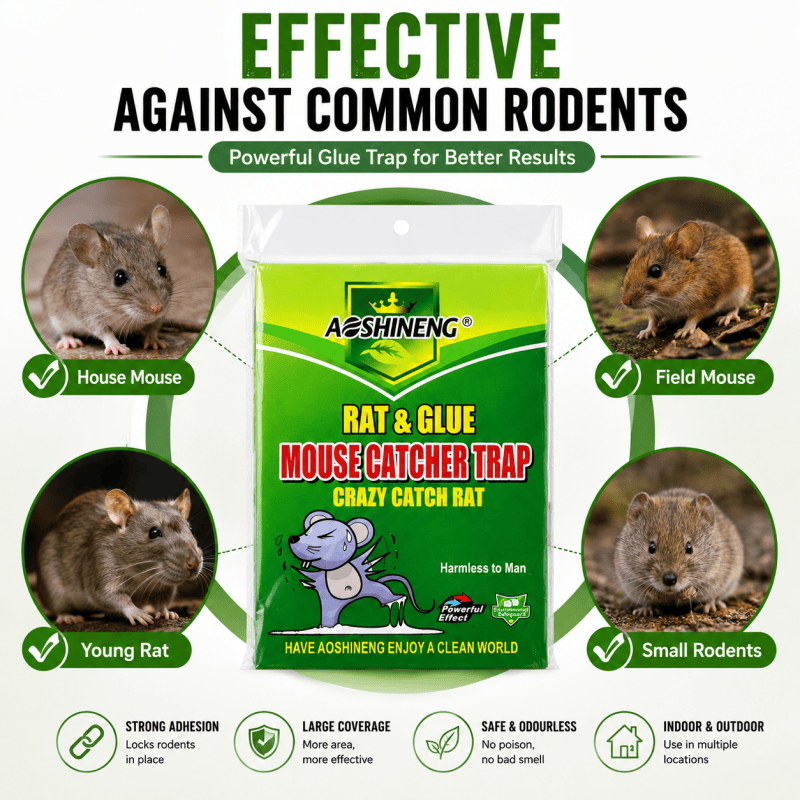 Rat & glue mouse catcher trap pack with icons for common rodent types