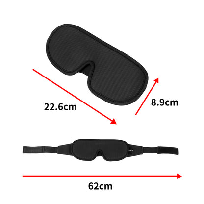 Black sleeping eye mask with strap and size guide, 62 cm length