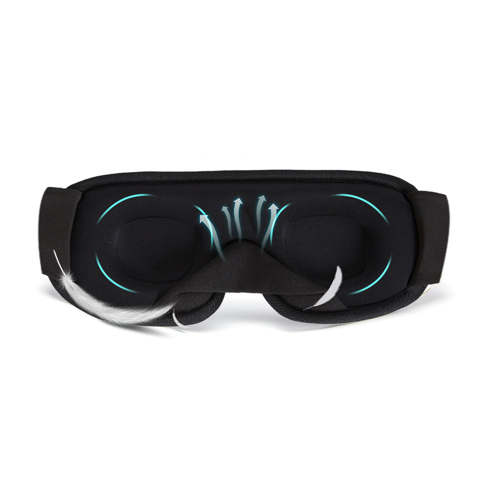 3D sleeping eye mask, black padded cover with curved eye cups