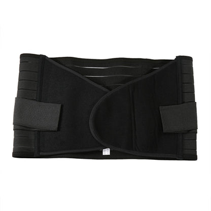Black belly support corset belt, side view with wide back support straps