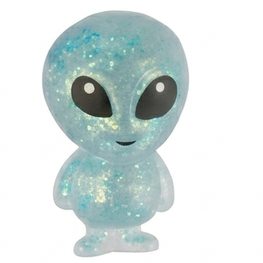 Blue glitter alien sensory squeeze toy figure