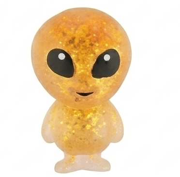 Orange glitter alien sensory squeeze toy figure