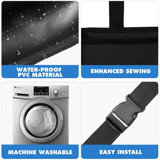 Black textured organizer fabric with water droplets and reinforced stitched seams detail