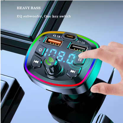 Bluetooth 5.0 FM Transmitter & Dual USB Fast Car Charger