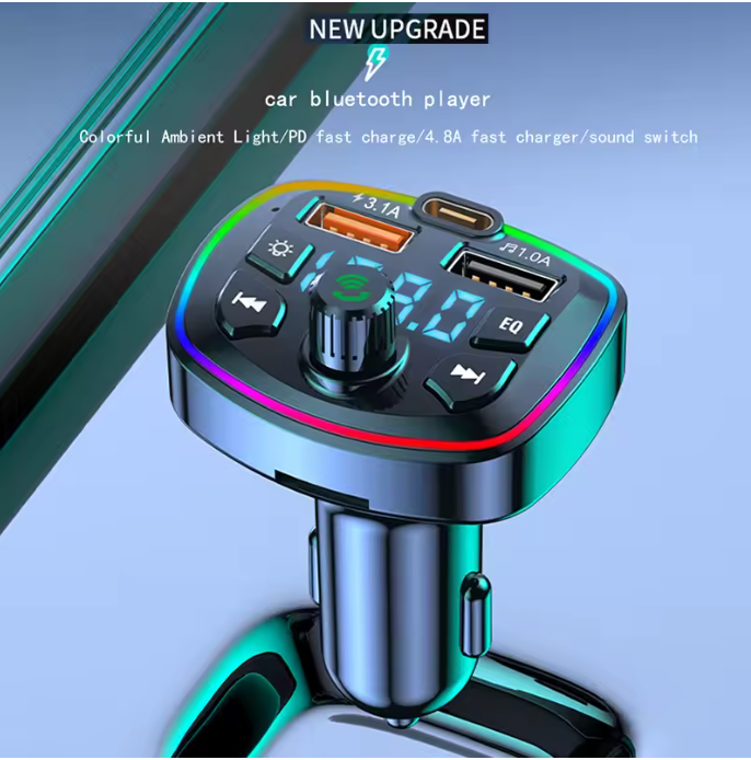 Bluetooth 5.0 FM Transmitter & Dual USB Fast Car Charger