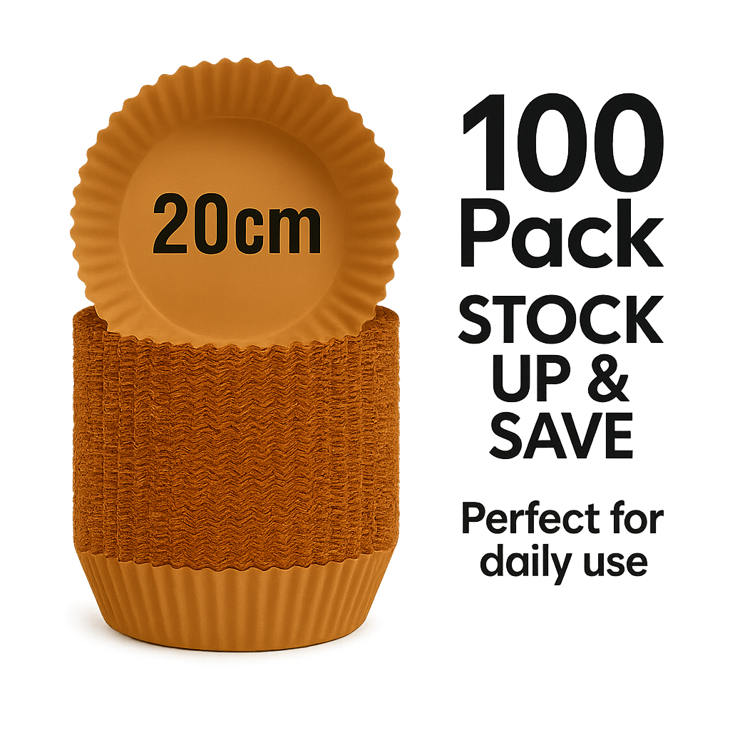 Round disposable air fryer liner, brown kraft paper cup shape for basket