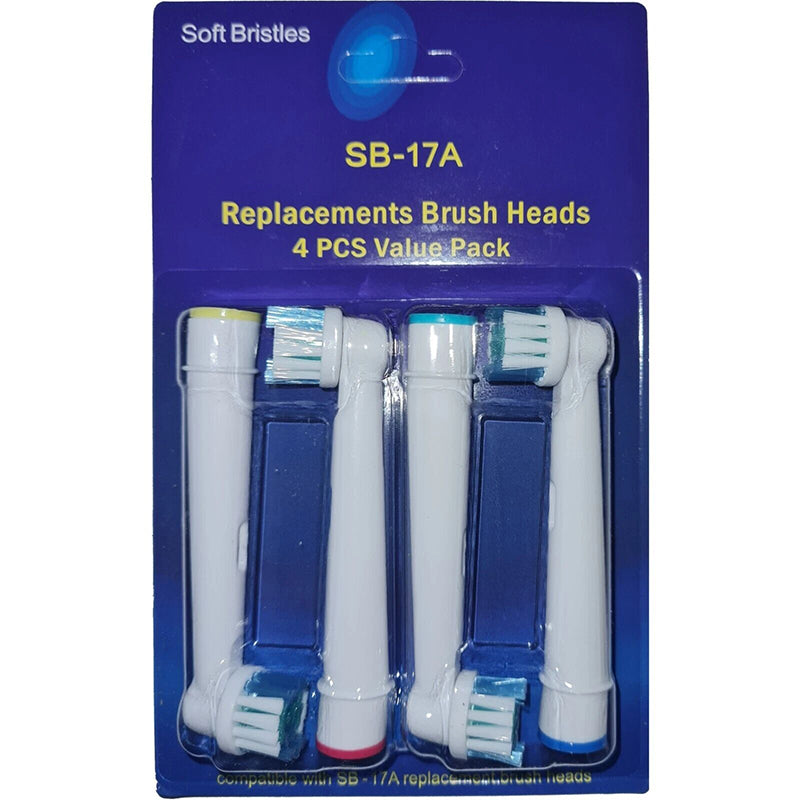 Soft bristle replacement toothbrush heads, 4-pack in blister packaging