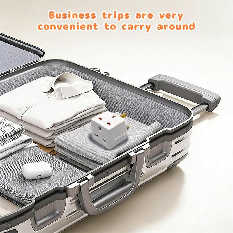 Power block plug adapter with foldable travel plug, white UK sockets for travel