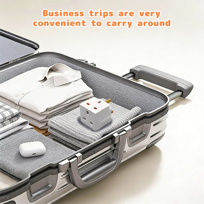 Power block plug adapter with foldable travel plug, white UK sockets for travel